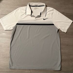 Nike Golf Tour Performance Mens Polo Large White Gray Lightweight